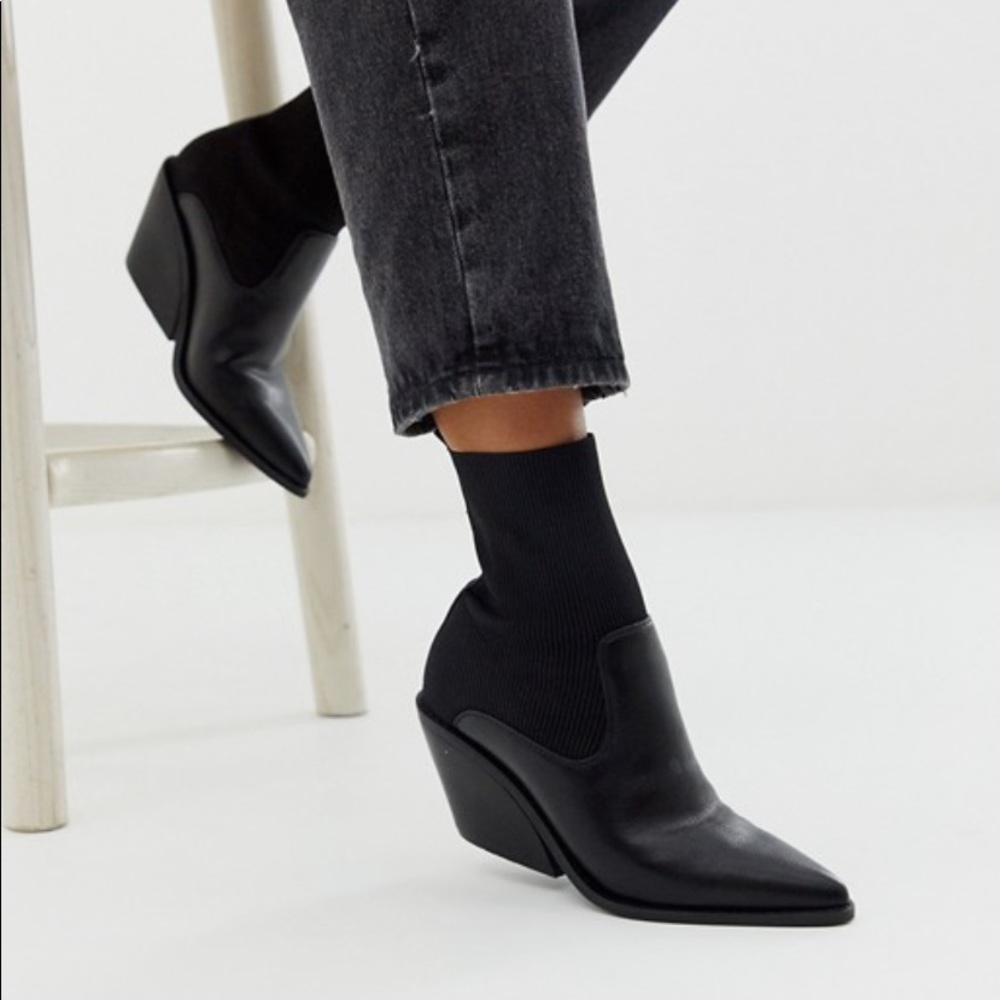 ASOS Western Sock Wedge-Heel Boots